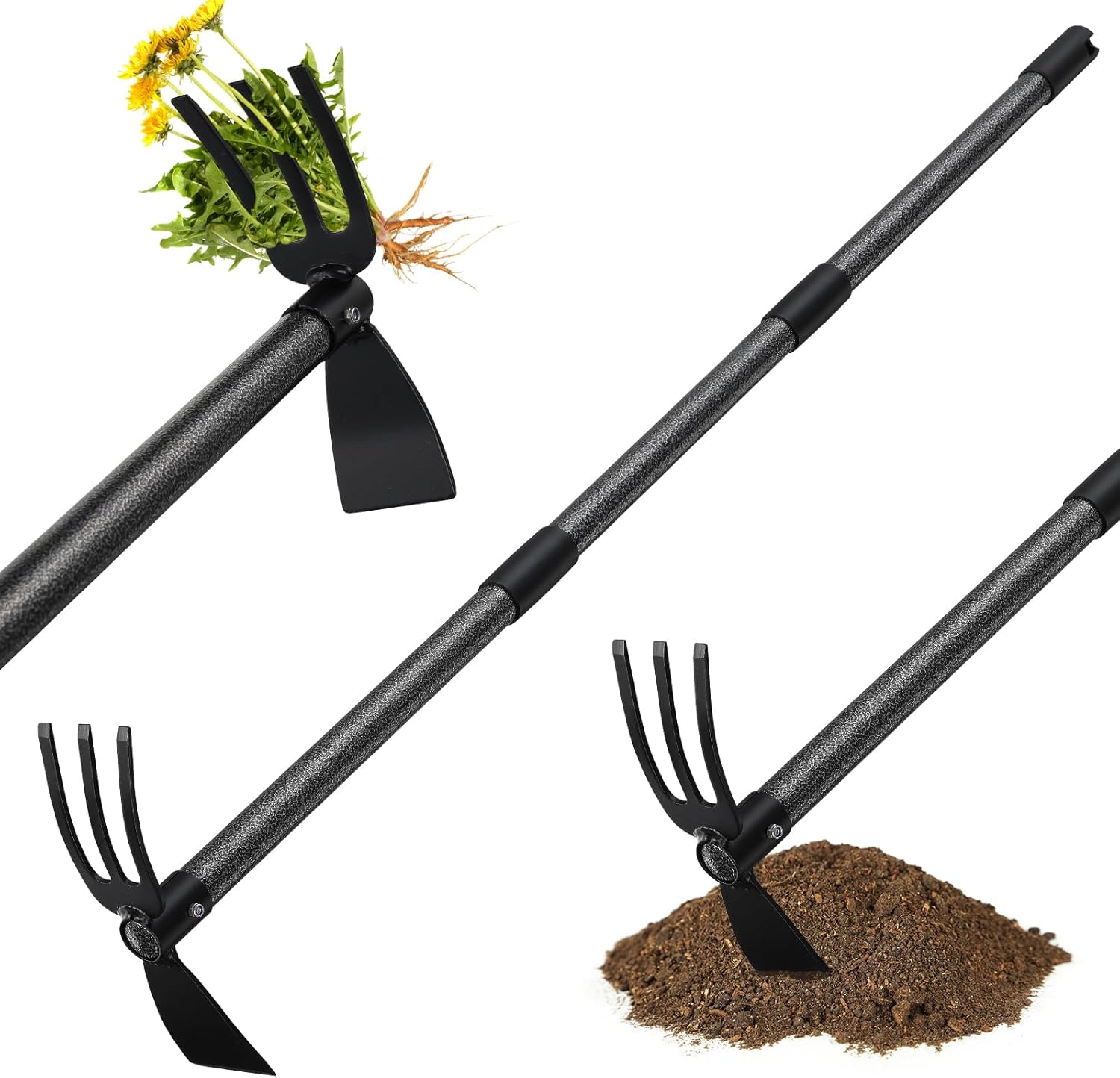 Soil Tilling Cultivator - 45 Inch Long Garden Hoe and
