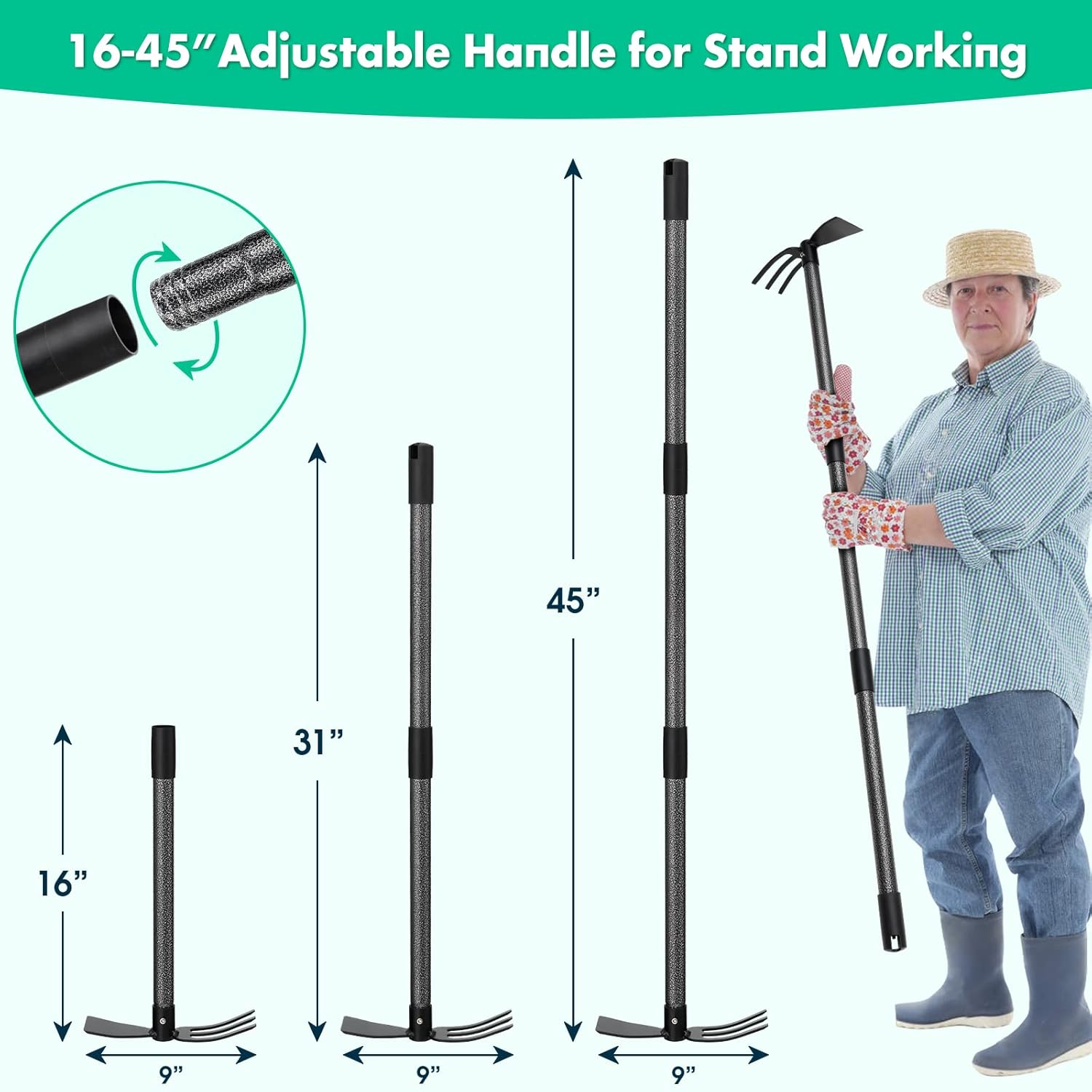 45 Inch Long Garden Hoe and Cu – обзор и цена Soil Tilling Cultivator