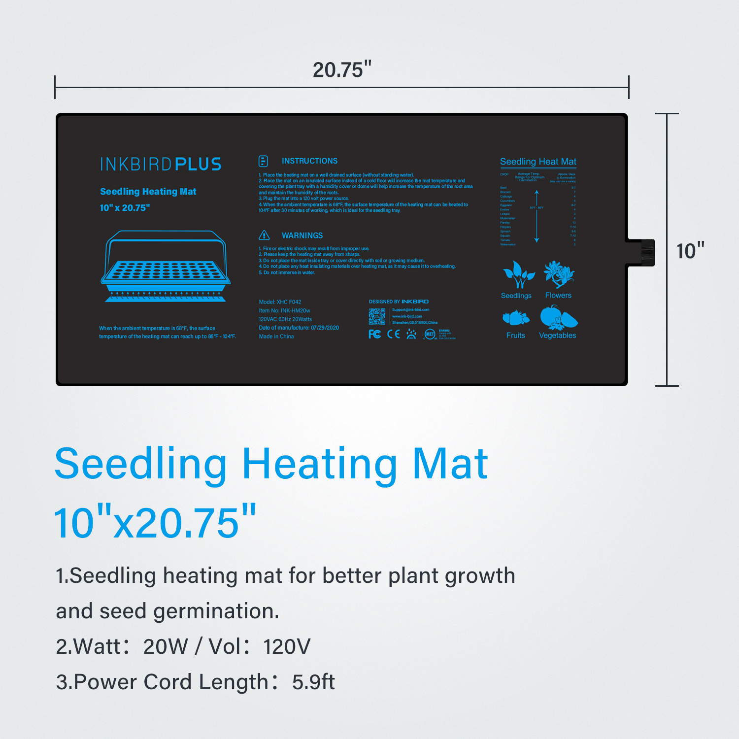 20.75x10CM EU/US/UK/AU Plug Se – обзор и цена Seedling Heat Mat